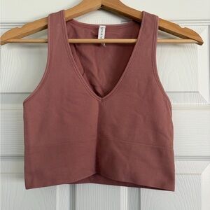 Athleta Dusty Rose Ribbed V-Neck Cropped Tank